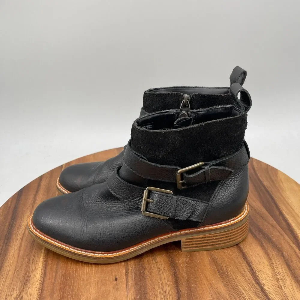 Clarks Cologne Boots Womens Size 8 M Black Leather Casual Comfort Going Out